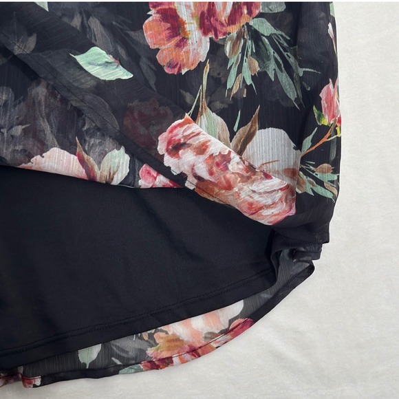 Haver + Blair Women's 2X Black Floral Ruffle Sleeveless Blouse Top Plus Romantic - Picture 3 of 9